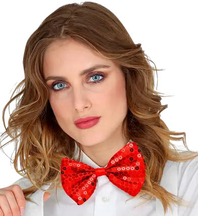 Nœud Papillon Sequin Rouge – Accessoire Déguisement Brillant Soirée, Fête et Réveillon