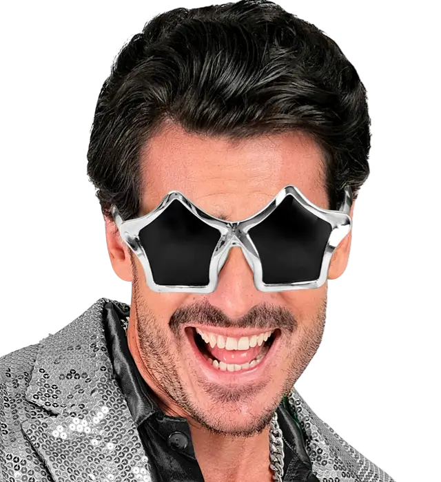 Lunettes Étoile Argent – Lunettes Fantaisie Étoiles – Accessoire Déguisement Festival