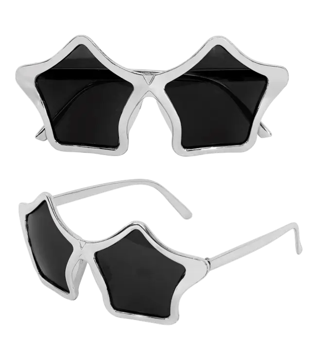 Lunettes Étoile Argent – Lunettes Fantaisie Étoiles – Accessoire Déguisement Festival