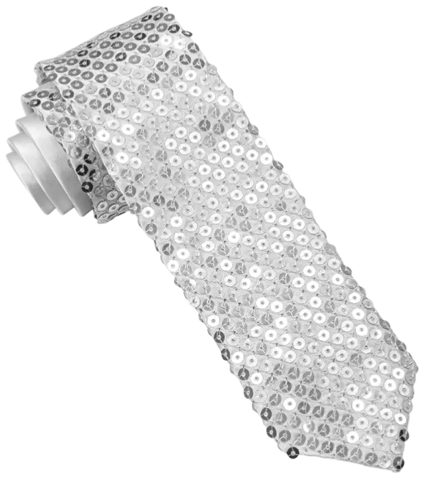 Cravate Argent à Paillettes – Accessoire Déguisement Disco ou Soirée