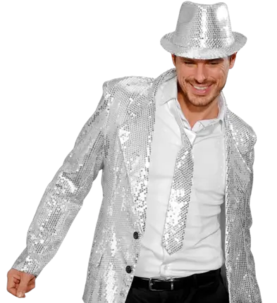 Cravate Argent à Paillettes – Accessoire Déguisement Disco ou Soirée