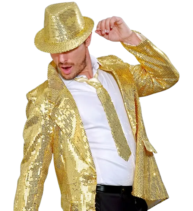 Cravate Dorée à Paillettes – Accessoire Déguisement Disco ou Soirée
