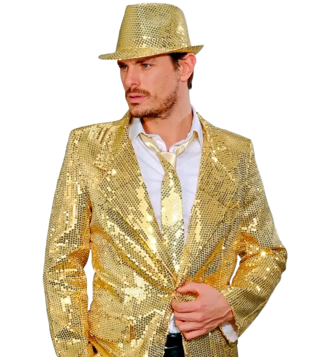 Cravate Dorée à Paillettes – Accessoire Déguisement Disco ou Soirée