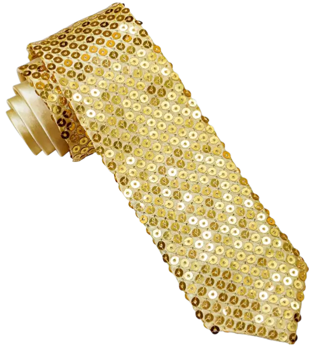 Cravate Dorée à Paillettes – Accessoire Déguisement Disco ou Soirée