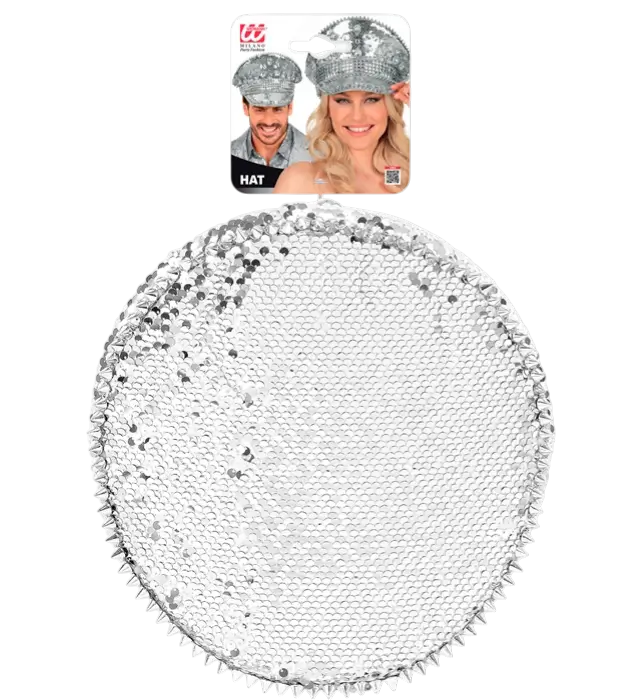 Chapeau Festival avec Clous, Bijoux et Paillettes Argent – Accessoire Déguisement Festival
