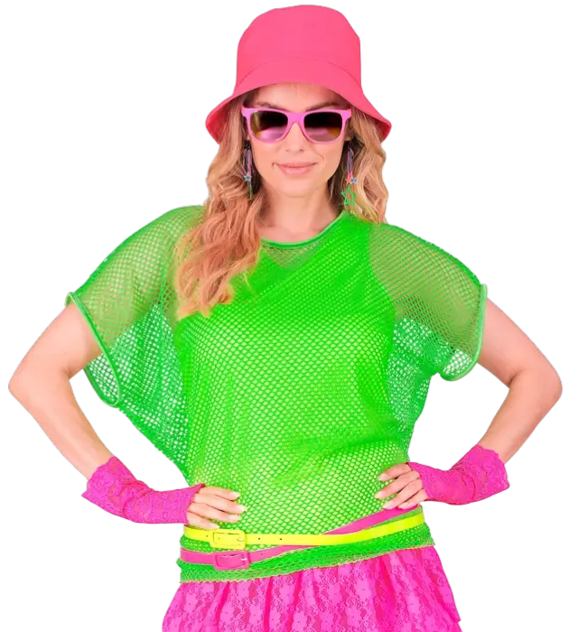Chemise Résille Vert Fluo – Chemise Filet – Déguisement Années 80 Disco