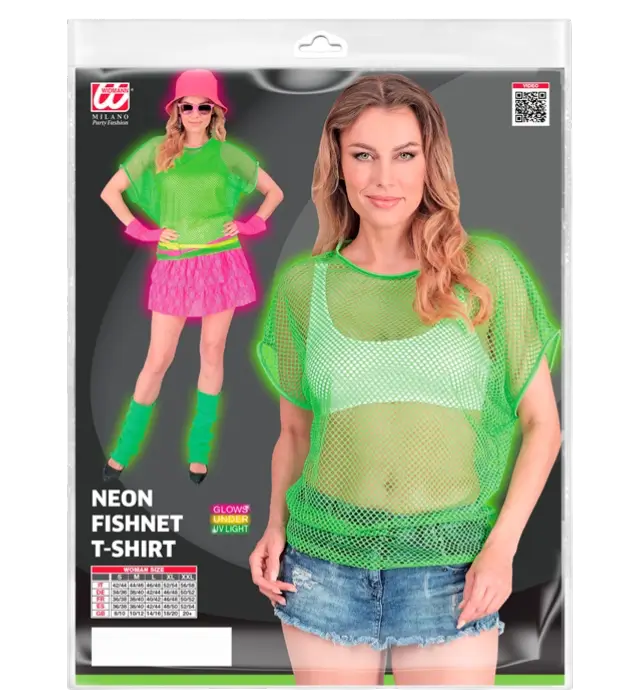 Chemise Résille Vert Fluo – Chemise Filet – Déguisement Années 80 Disco