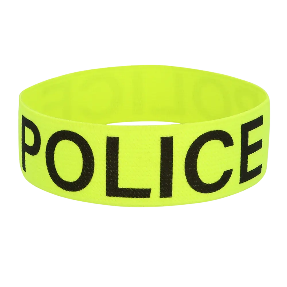 Brassard Police Jaune Fluo UV – Accessoire Déguisement Police Soirée