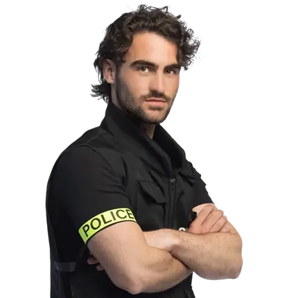 Brassard Police Jaune Fluo UV – Accessoire Déguisement Police Soirée