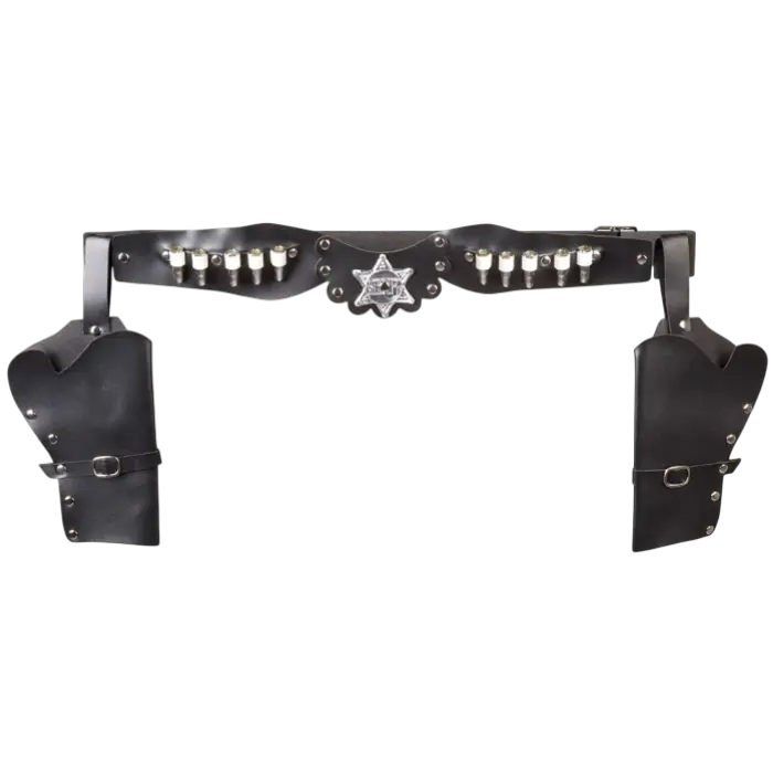 Ceinture Double Holster Cowboy Sheriff 125 cm – Étui Revolver Western Déguisement