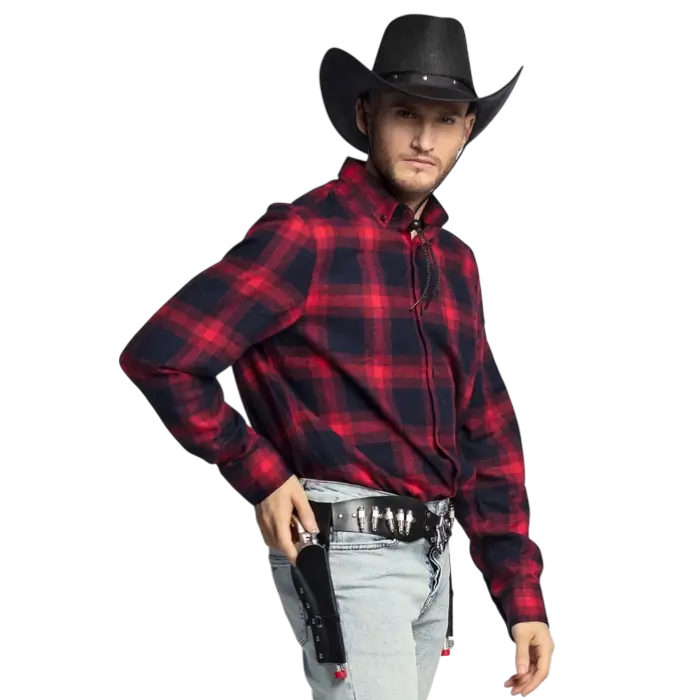 Ceinture Double Holster Cowboy Sheriff 125 cm – Étui Revolver Western Déguisement