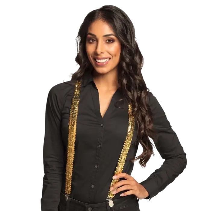 Bretelles Paillettes Or – Accessoire Festif Années 70/80