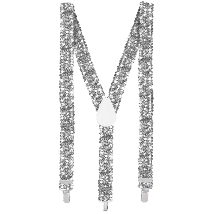 Bretelles Paillettes Argent – Accessoire Déguisement Disco et Soirée