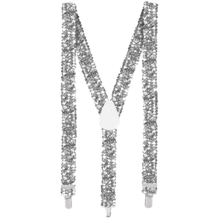 Bretelles Paillettes Argent – Accessoire Déguisement Disco et Soirée