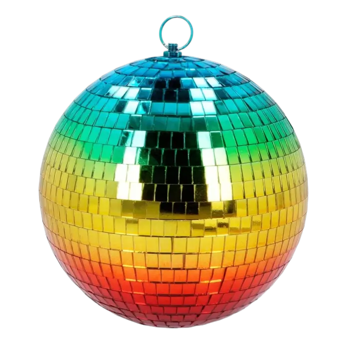 Boule Disco Arc-en-ciel 20 cm – Décoration Soirée Disco et Années 80