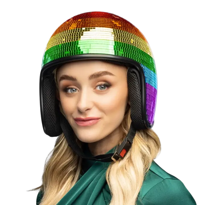 Casque Boule Disco Arc-en-ciel – Accessoire Soirée Rétro