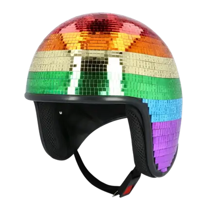 Casque Boule Disco Arc-en-ciel – Accessoire Soirée Rétro