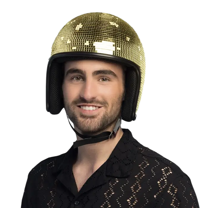 Casque Boule Disco Or – Accessoire Soirée Rétro