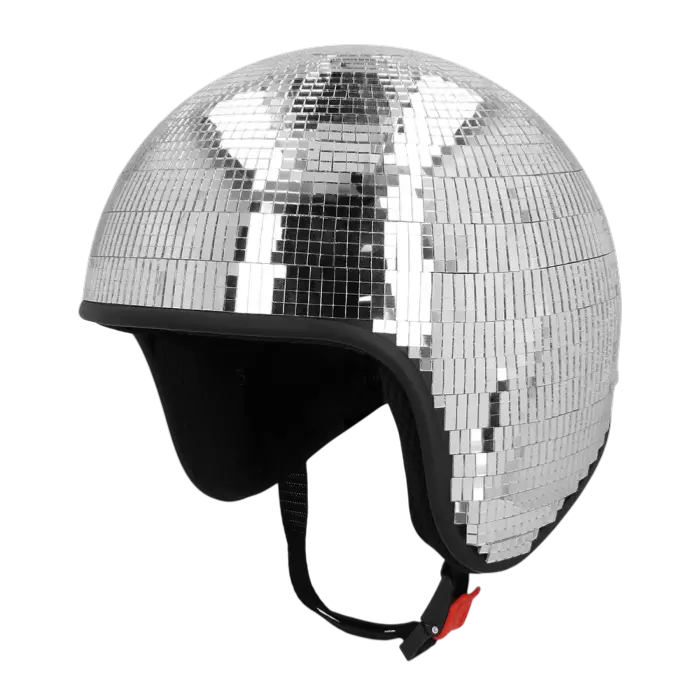 Casque Boule Disco Argent – Style Rétro Scintillant