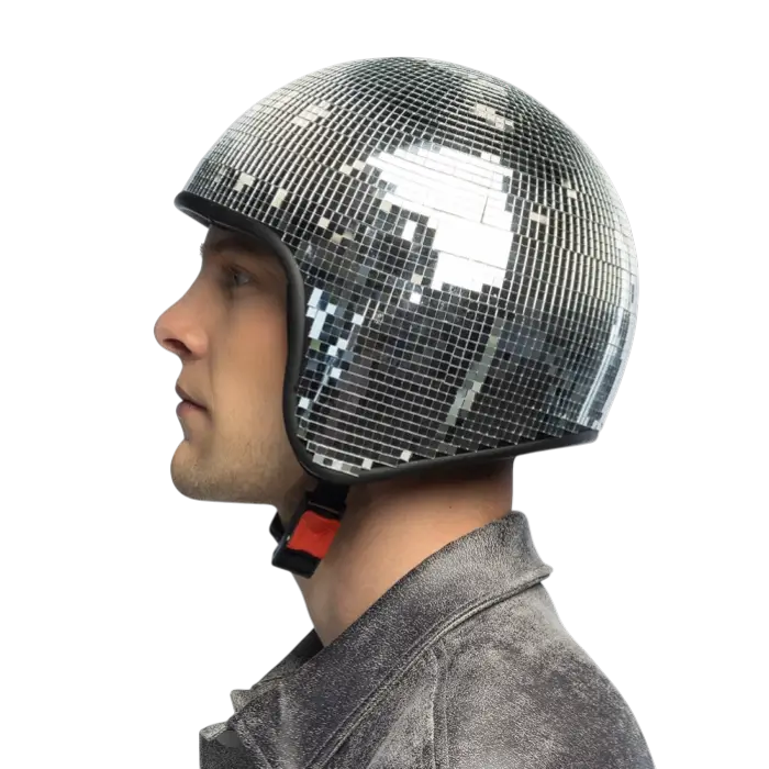 Casque Boule Disco Argent – Style Rétro Scintillant