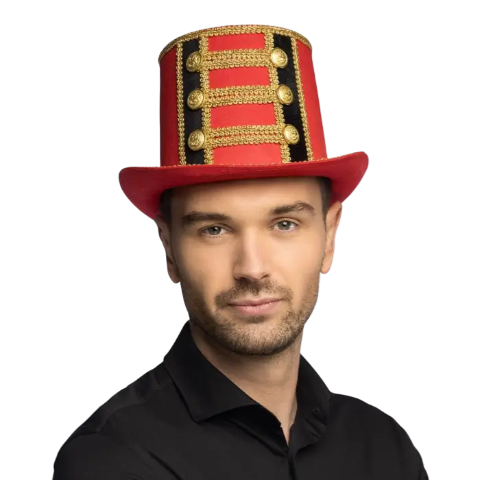 Chapeau Directeur de Cirque Rouge – Accessoire Déguisement Monsieur Loyal