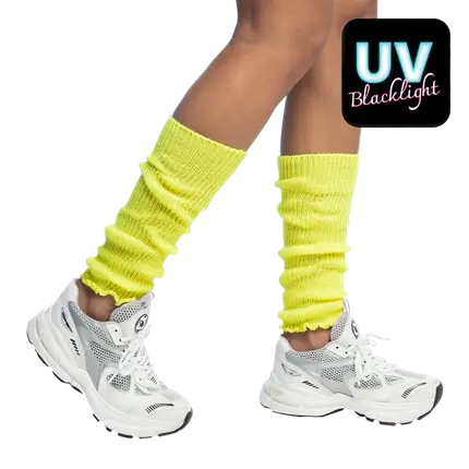 Jambières Fluo Jaune UV – Accessoire Disco Années 80