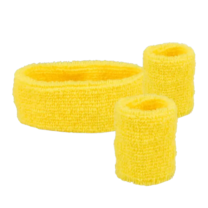 Lot 3 Bandeaux Éponge Jaune – Bandeau Sport &amp; Bracelets Années 80