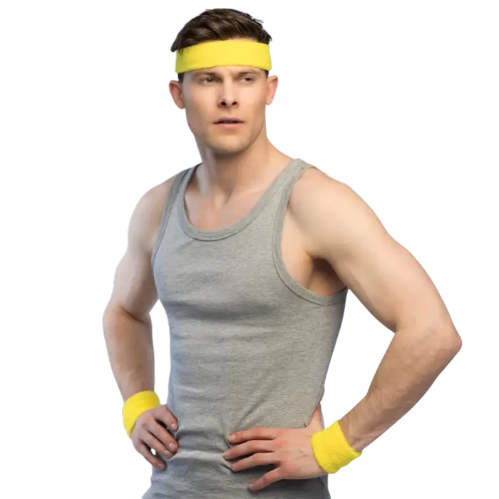 Lot 3 Bandeaux Éponge Jaune – Bandeau Sport &amp; Bracelets Années 80