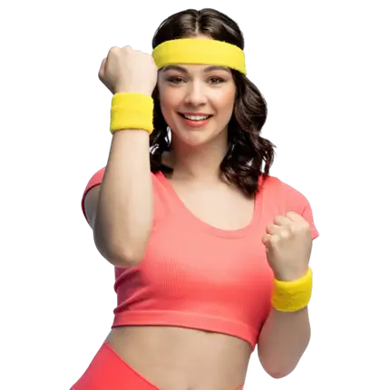 Lot 3 Bandeaux Éponge Jaune – Bandeau Sport &amp; Bracelets Années 80