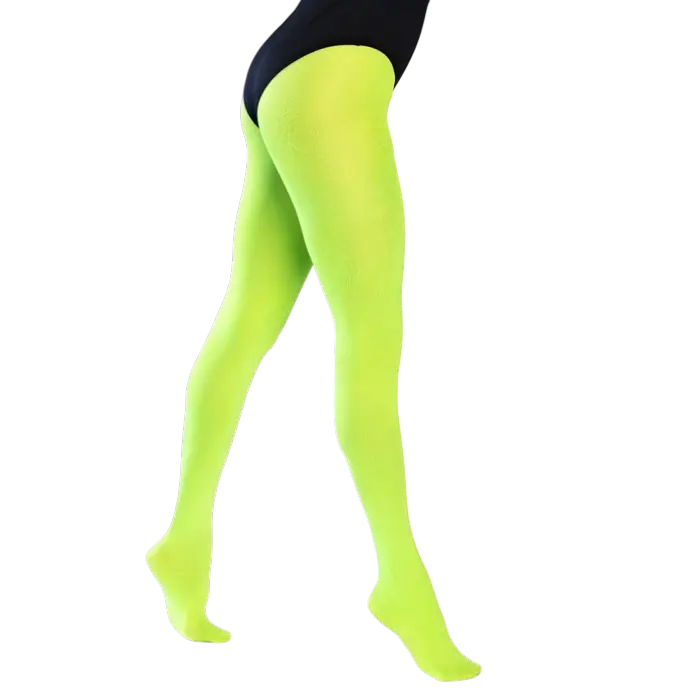 Collant Opaque Vert Fluo UV – Collant Fluorescent 60 Deniers Festival &amp; Années 80