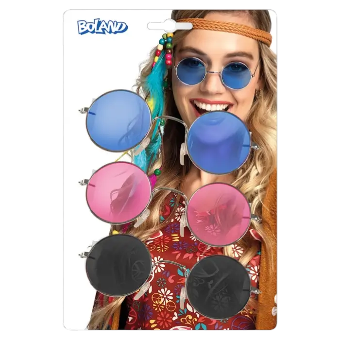 Lot de 3 Lunettes Hippie John – Lunettes Rétro Rondes Années 60
