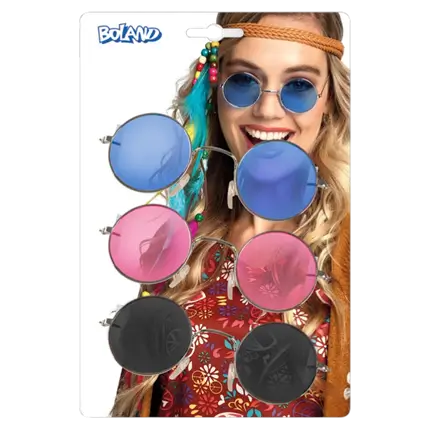 Lot de 3 Lunettes Hippie John – Lunettes Rétro Rondes Années 60