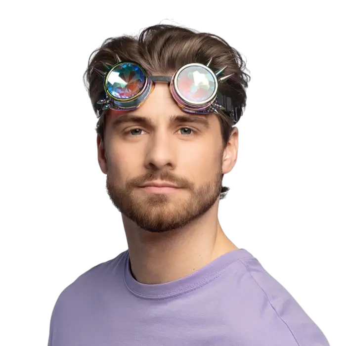 Lunettes Festival Argent – Lunettes Holographiques Kaléidoscope avec Pointes