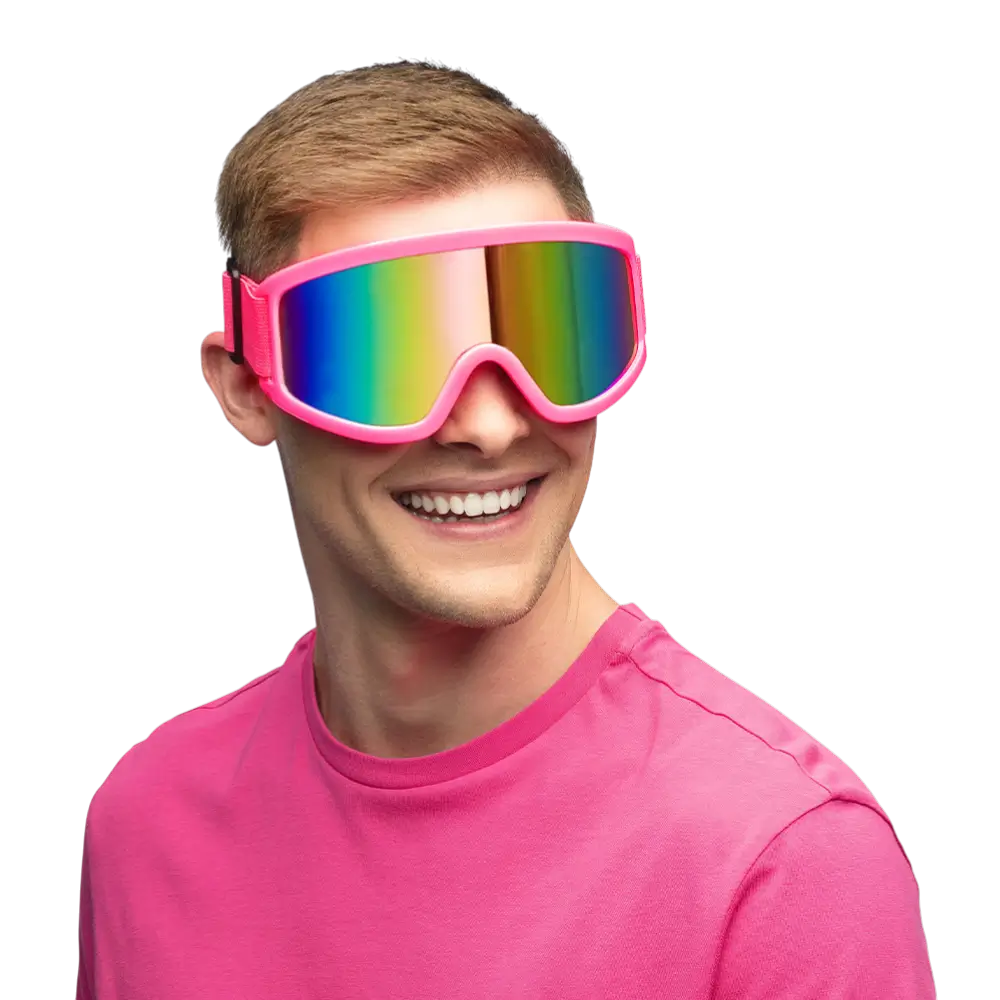 Lunettes de ski pour fête et déguisement – Rose fluo