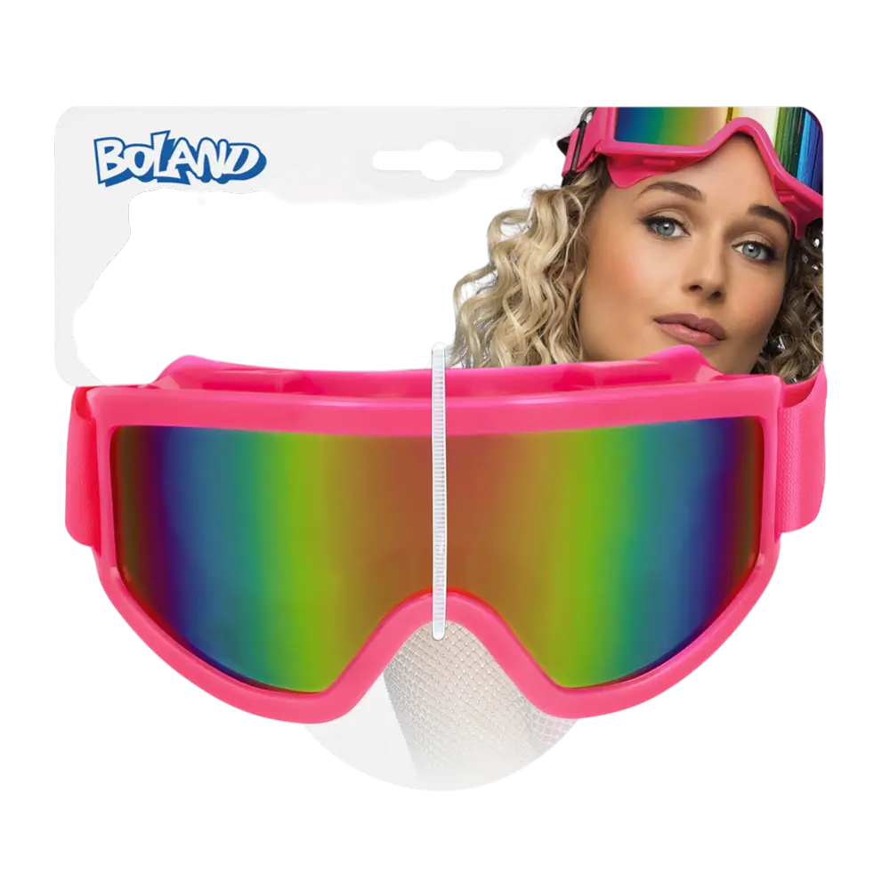 Lunettes de ski pour fête et déguisement – Rose fluo