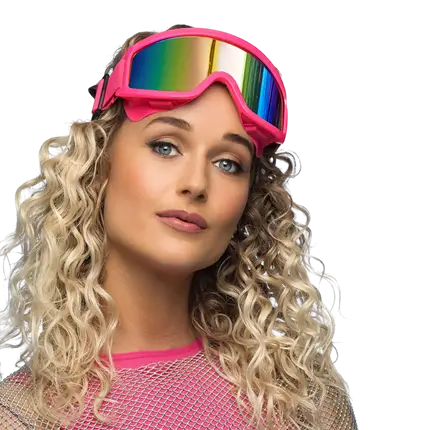 Lunettes de ski pour fête et déguisement – Rose fluo