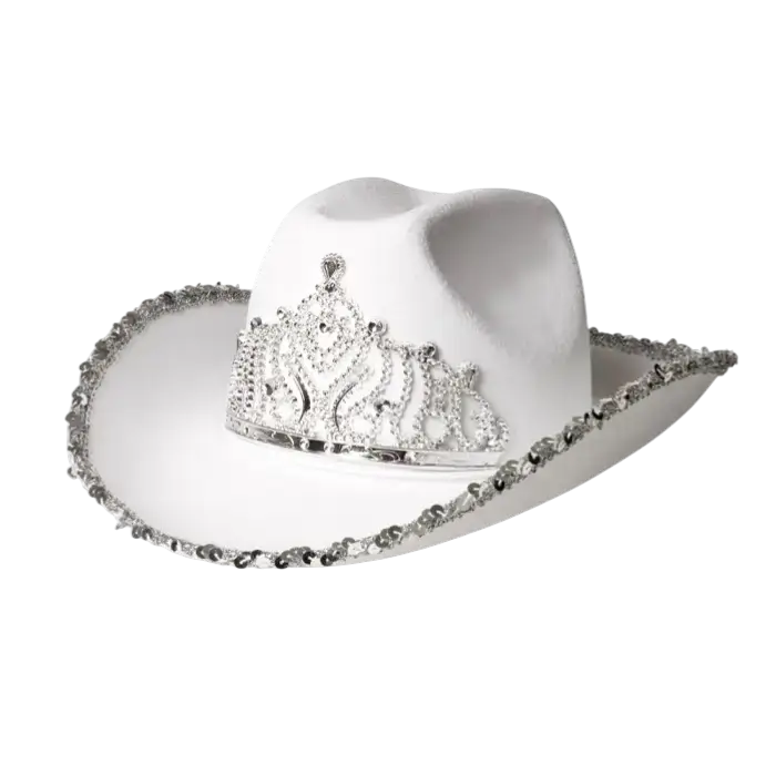 Chapeau cowboy à franges pour déguisement Glimmer – Blanc