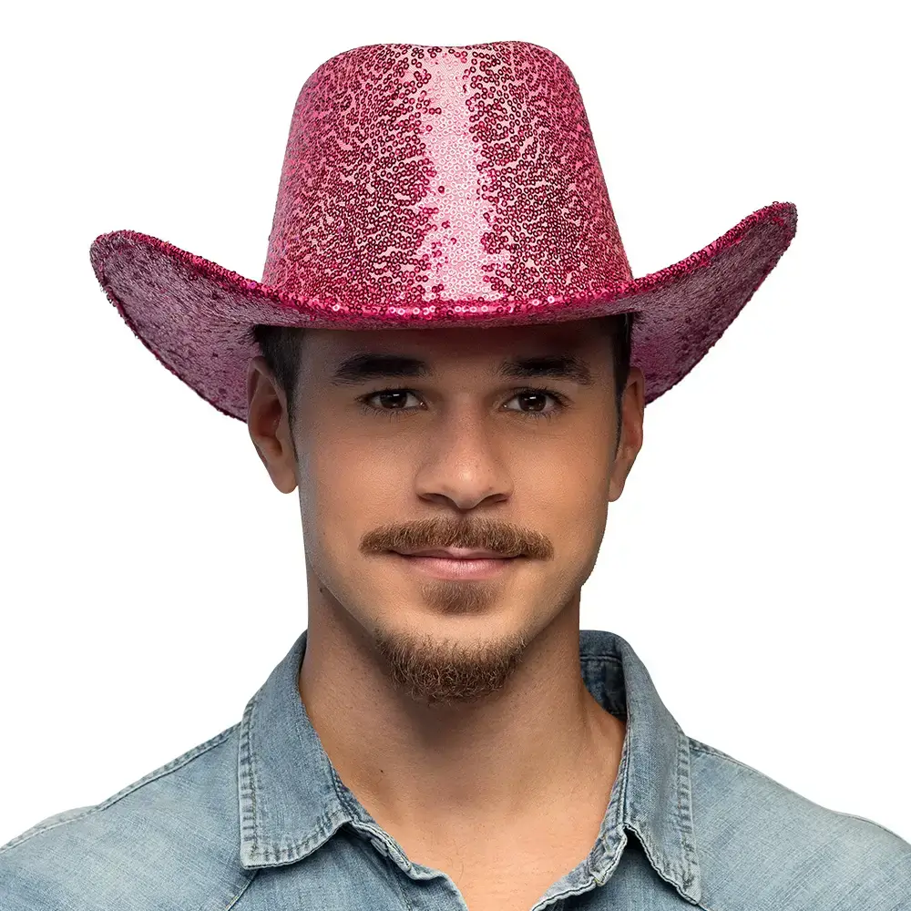 Chapeau Cowboy Rodeo Party Rose – Chapeau Western Paillettes Festival &amp; EVJF