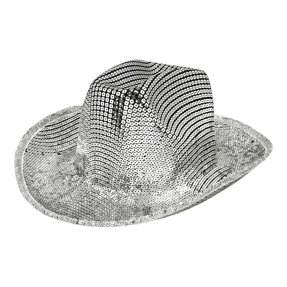 Chapeau Cowboy Argent Métallisé – Accessoire Déguisement Western Disco