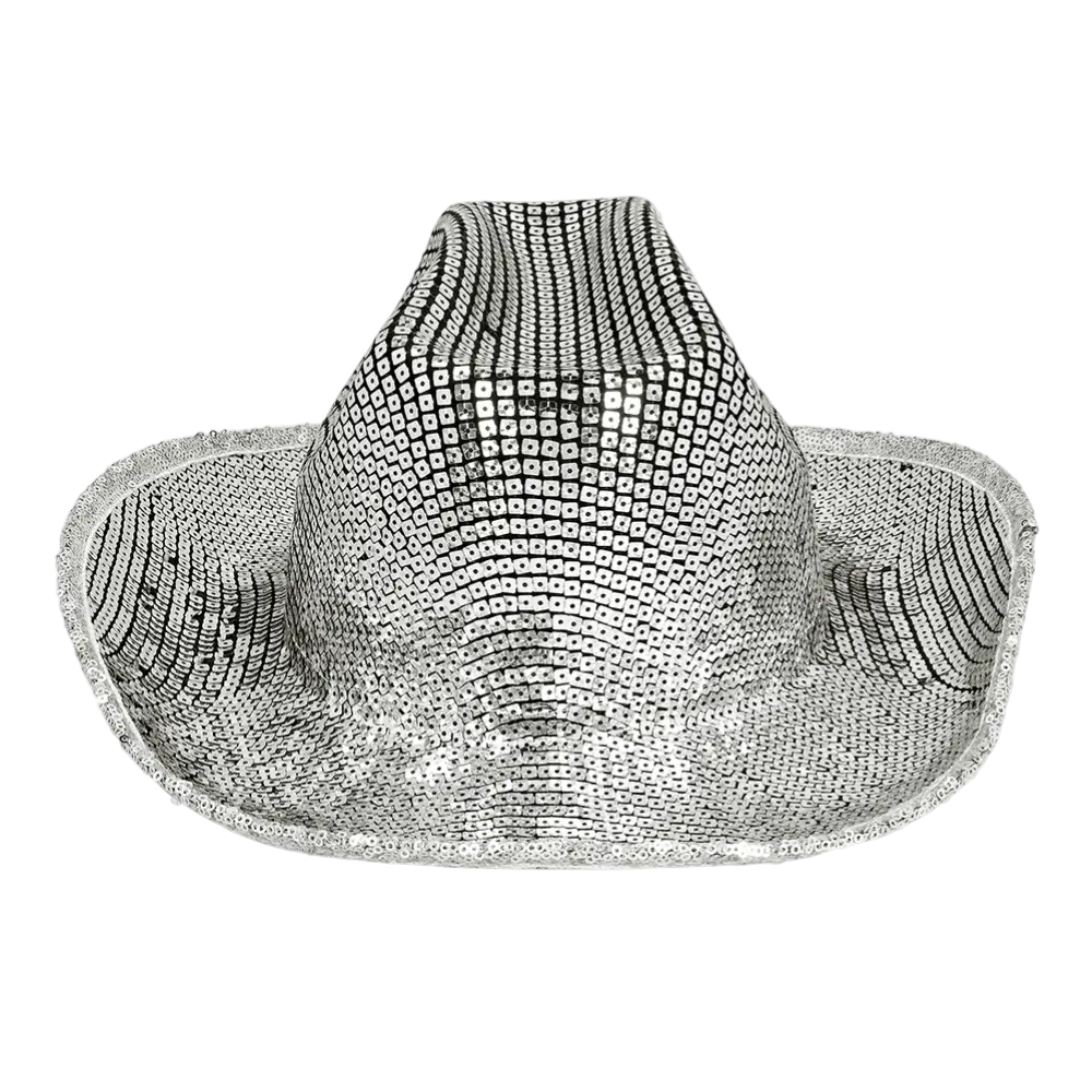 Chapeau Cowboy Argent Métallisé – Accessoire Déguisement Western Disco