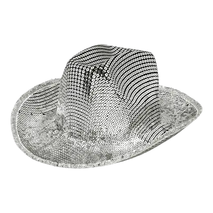 Chapeau Cowboy Argent Métallisé – Accessoire Déguisement Western Disco