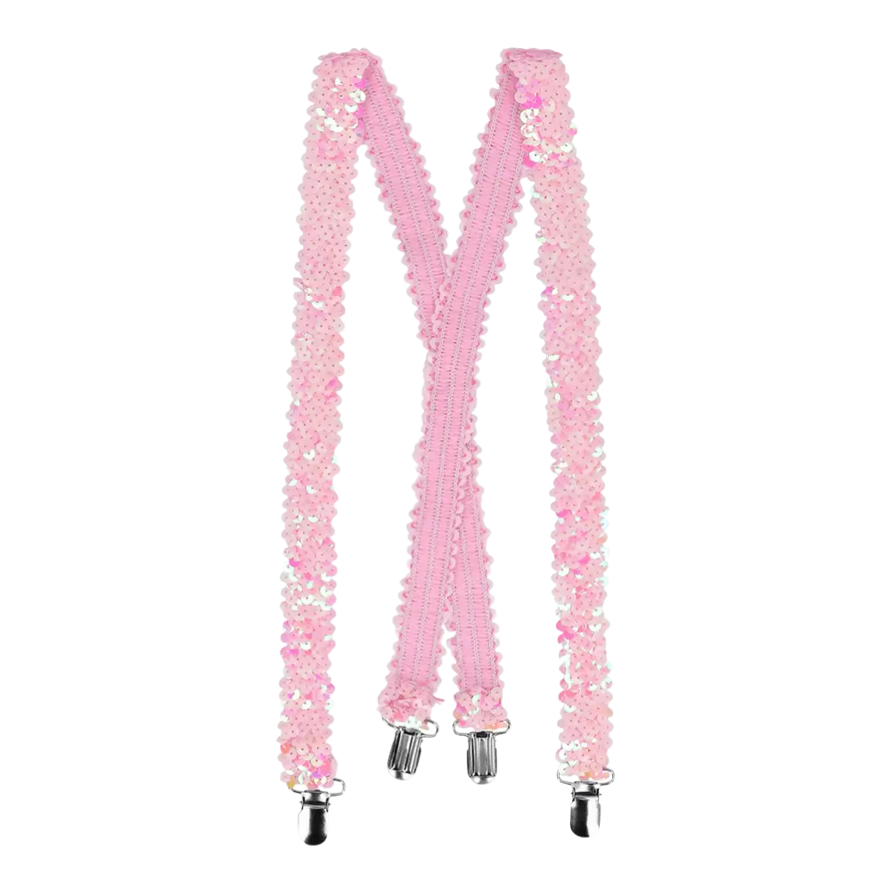 Kit Accessoires Paillettes Rose Clair – Lunettes, Nœud Papillon et Bretelles