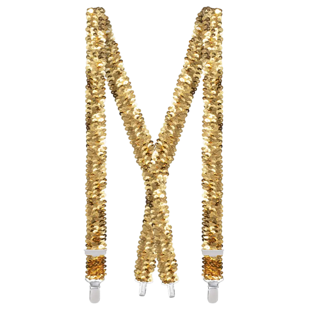 Kit Accessoires Paillettes Or – Lunettes, Nœud Papillon et Bretelles Disco