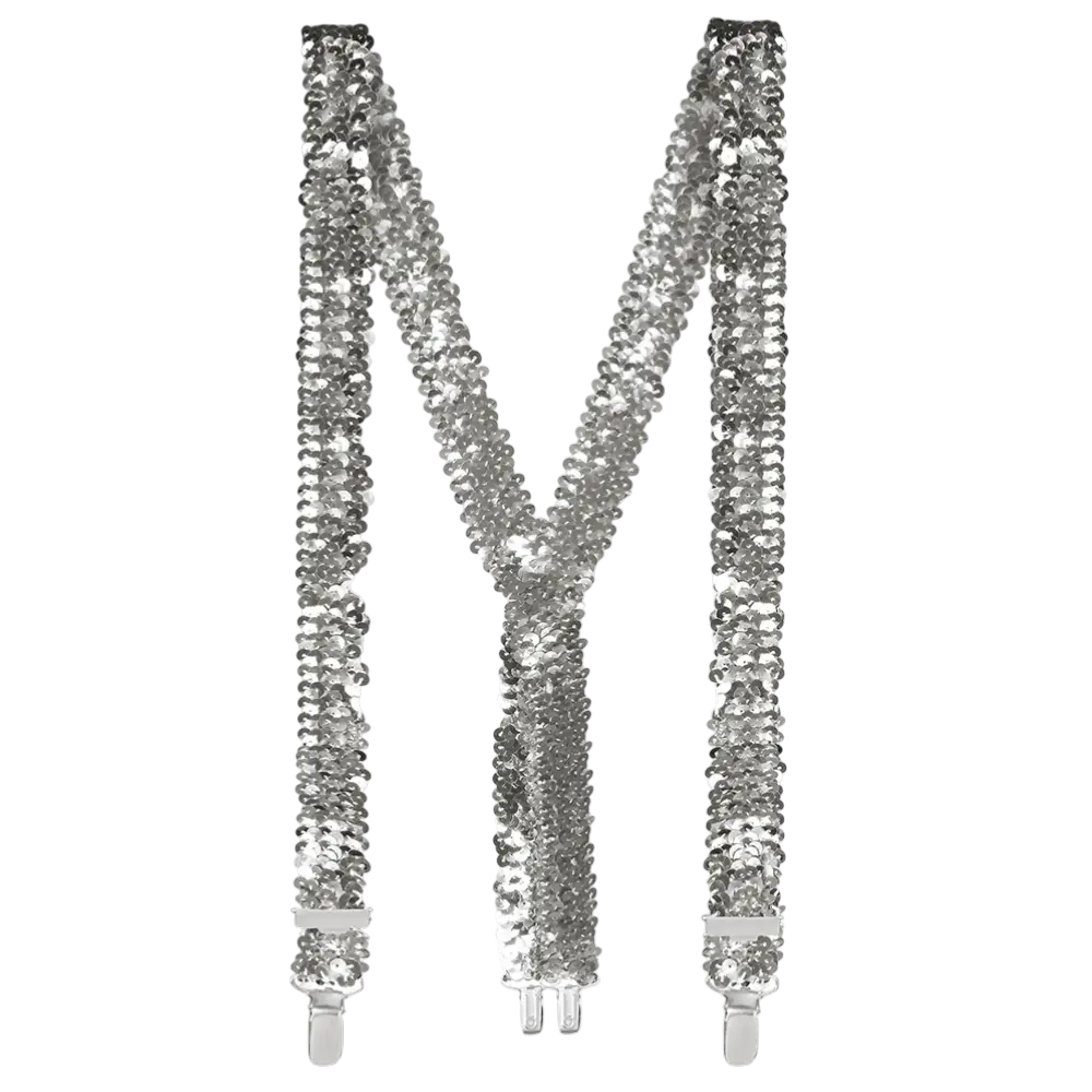 Kit Accessoires Paillettes Argent – Lunettes, Nœud Papillon et Bretelles Disco