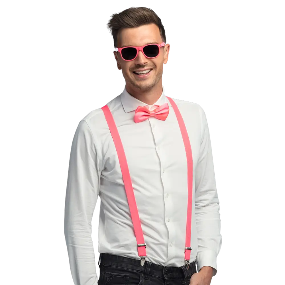 Kit accessoires fluo pour fête et déguisement – Rose fluo