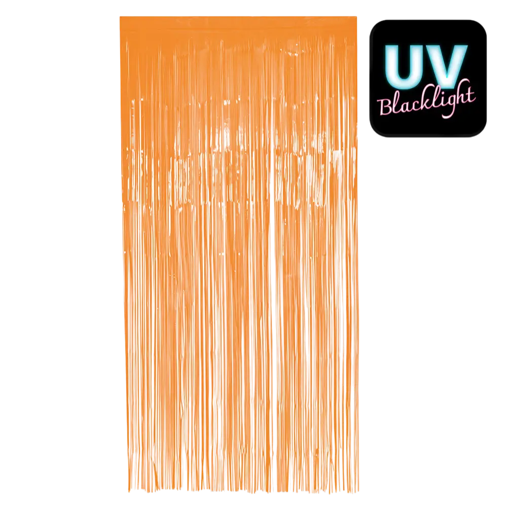 Rideau à Franges Aluminium Orange Fluo UV – Décoration Porte Soirée Néon 200 × 100 cm