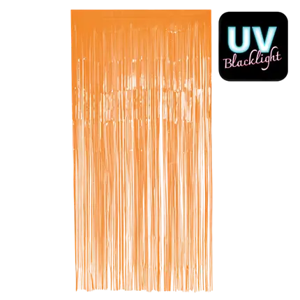 Rideau à Franges Aluminium Orange Fluo UV – Décoration Porte Soirée Néon 200 × 100 cm