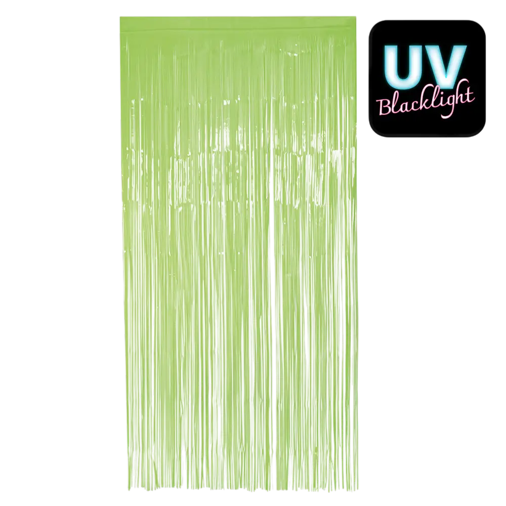 Rideau à Franges Aluminium Vert Fluo UV – Décoration Porte Soirée Néon 200 × 100 cm