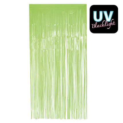 Rideau à Franges Aluminium Vert Fluo UV – Décoration Porte Soirée Néon 200 × 100 cm