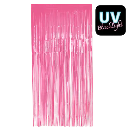Rideau à Franges Aluminium Rose Fluo UV – Décoration Porte Soirée Néon 200 × 100 cm